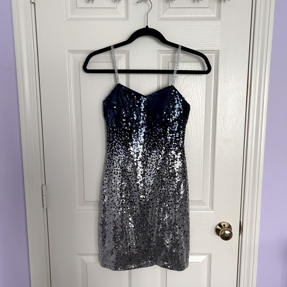 Blue and Silver Sequined B.Smart Dress